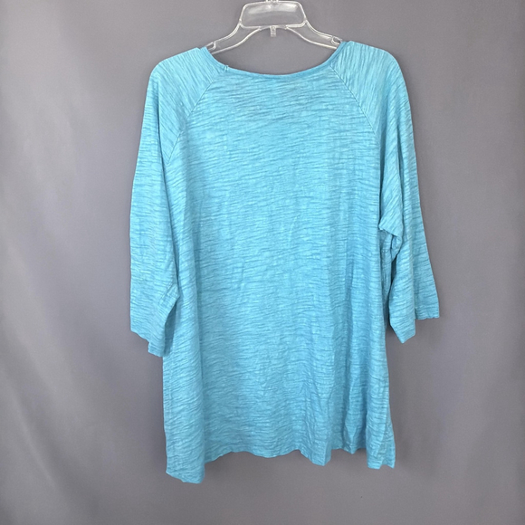 Lulu B Top Womens 1X Blue Cotton Starfish Tunic Beach Resort Coastal Tee - Picture 2 of 8